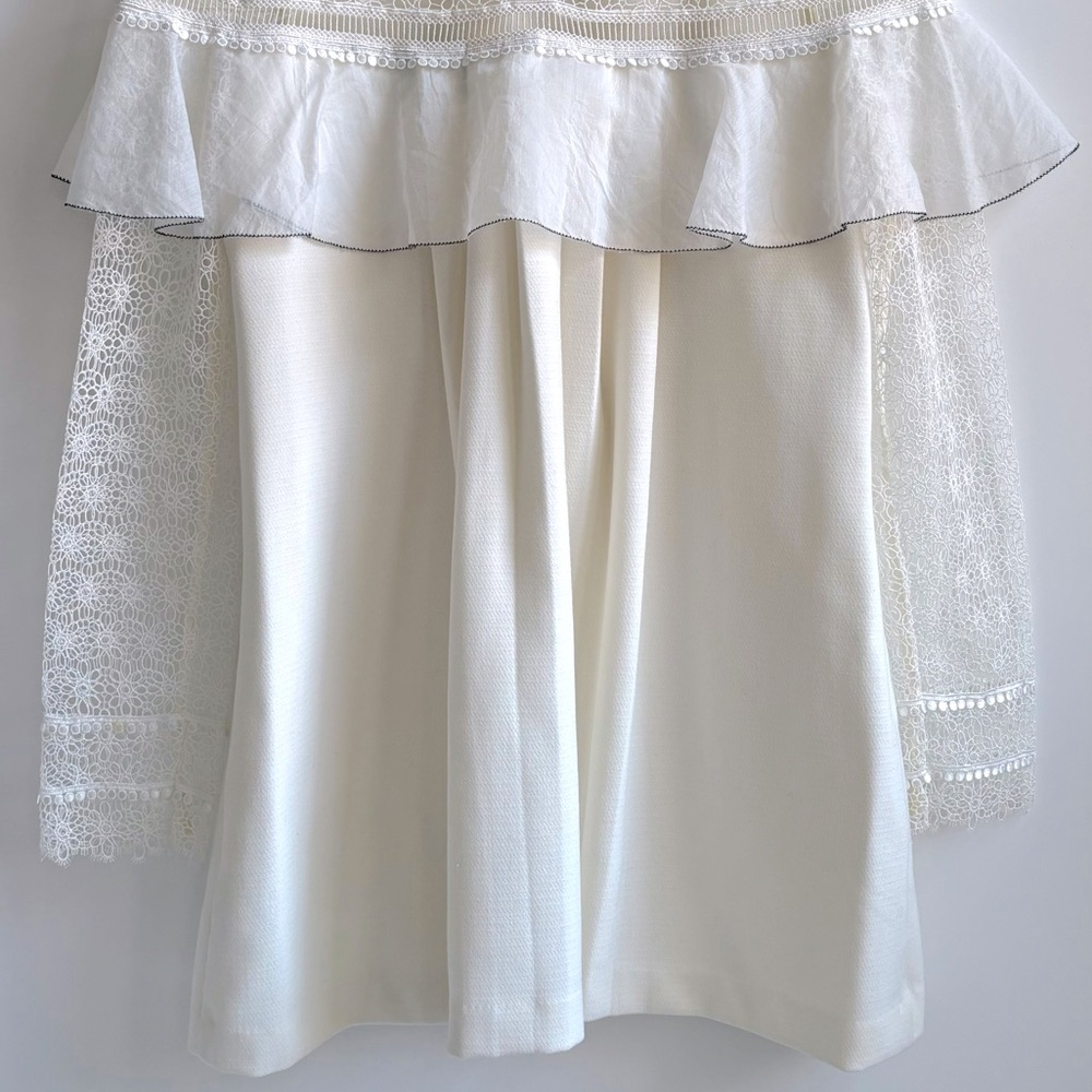 Self-Portrait Cream Lace Ruffle Mini Dress - Picture 7 of 16